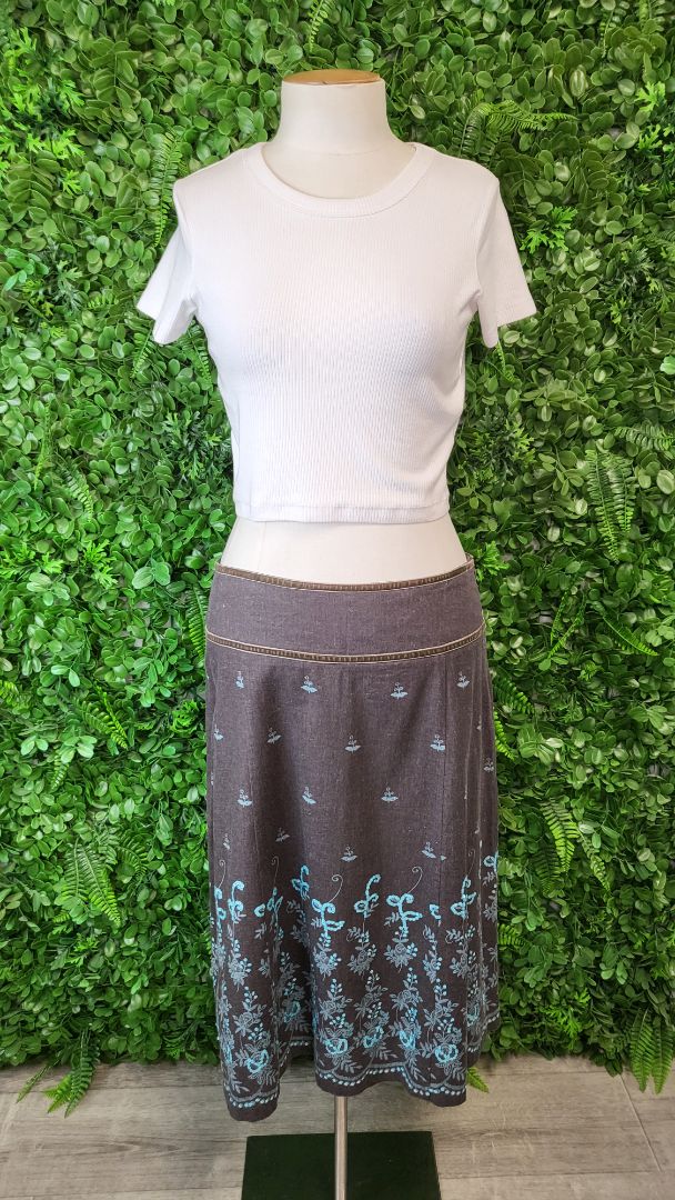Jacqui E Brown Embroidered Skirt (10)