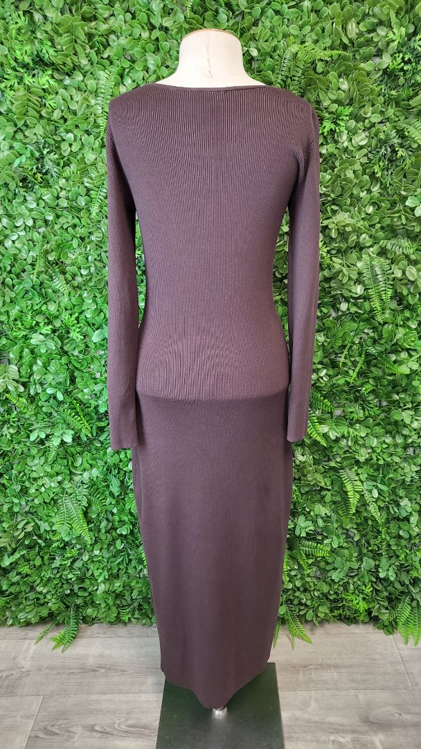 Witchery Chocolate Ribbed Dress (10)