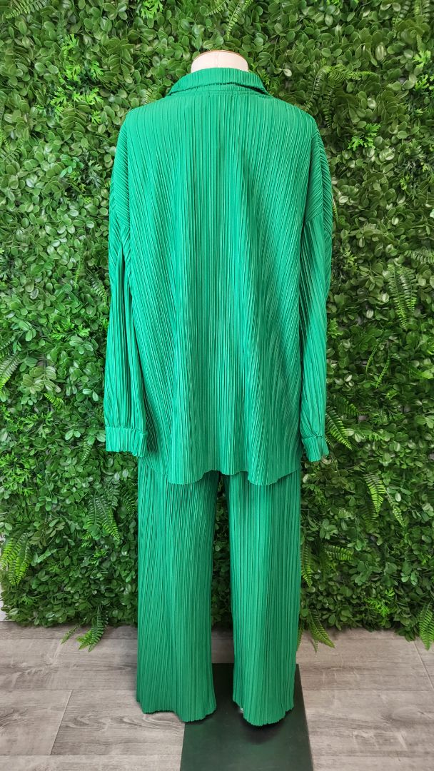 Boohoo Green Pleated Pant Set (10)