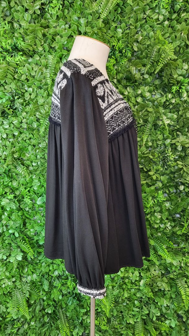 Eb & Ive Black Boho Top (10-12)