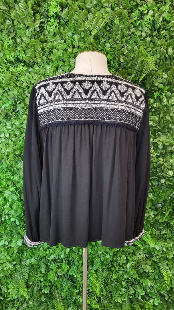Eb & Ive Black Boho Top (10-12)