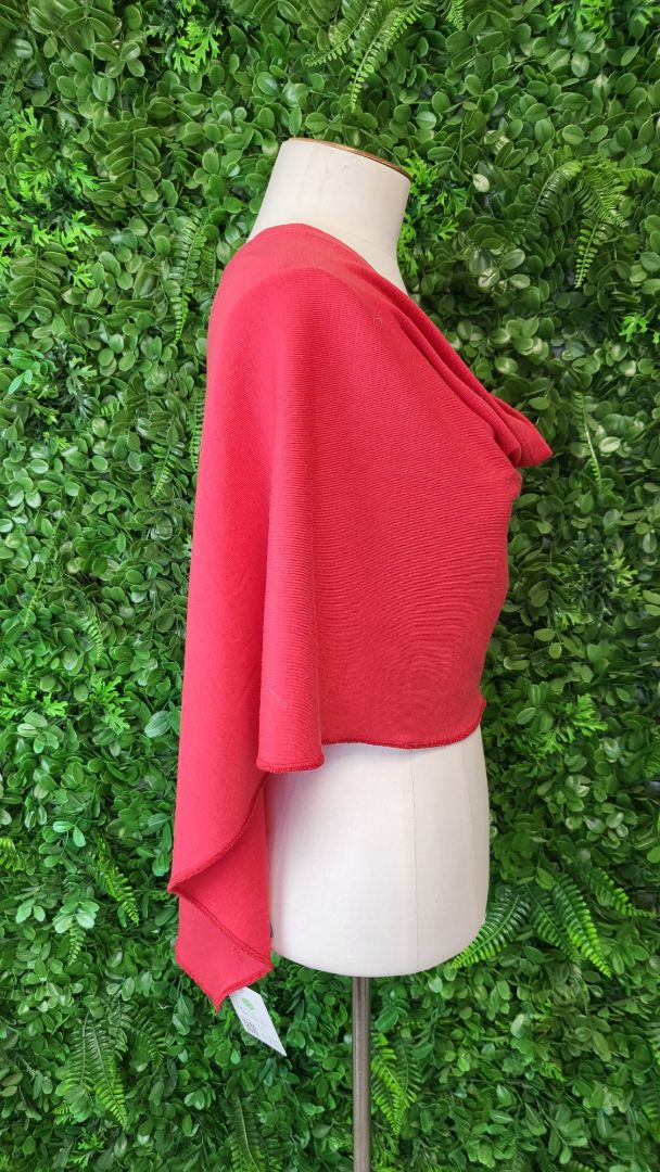 Bayroad Red Merino Poncho (OSFM)