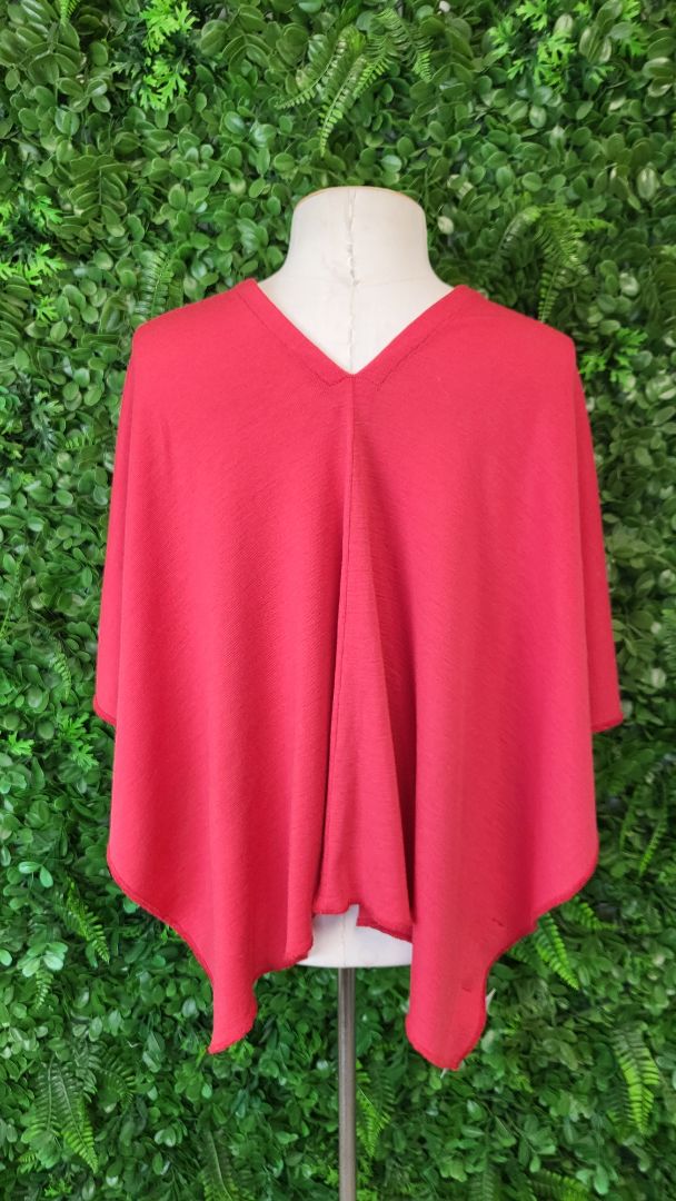 Bayroad Red Merino Poncho (OSFM)