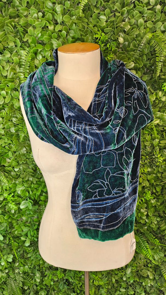 Flair Green/Blue Velvet Scarf