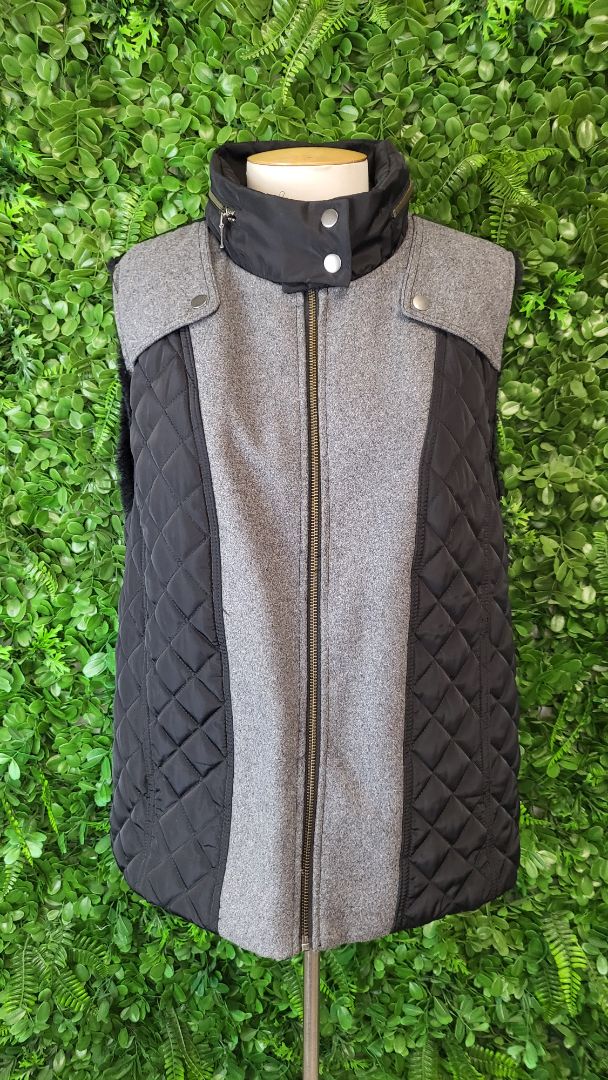 Tart Collections Black/Grey Faux Fur Lined Vest (12)