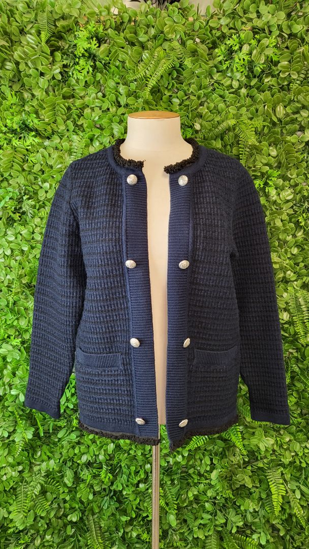 Blue Illusion Navy Textured Knit Jacket (10)