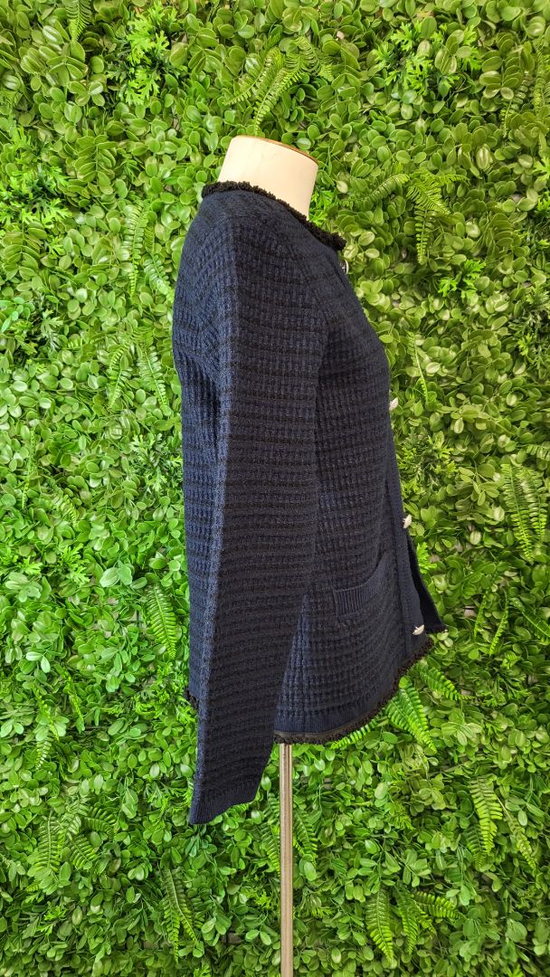 Blue Illusion Navy Textured Knit Jacket (10)