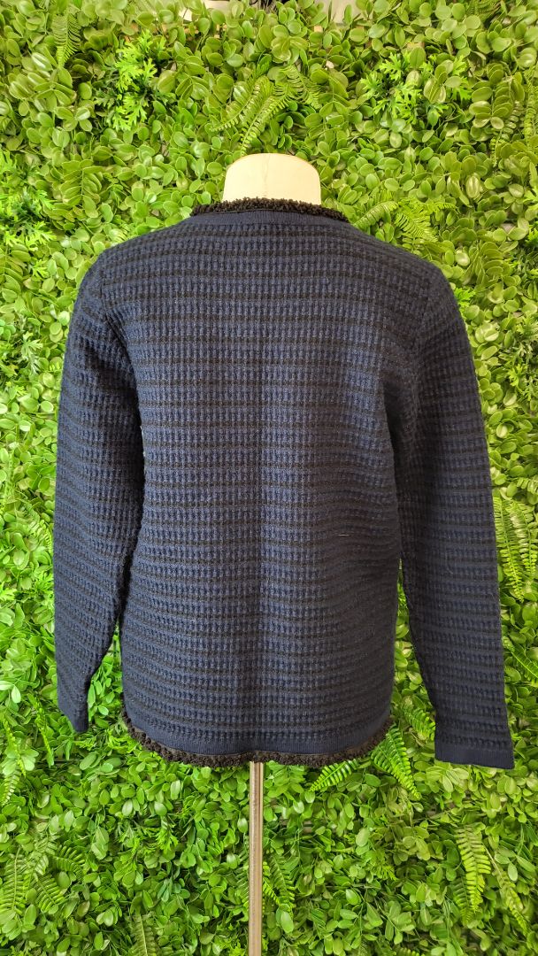 Blue Illusion Navy Textured Knit Jacket (10)