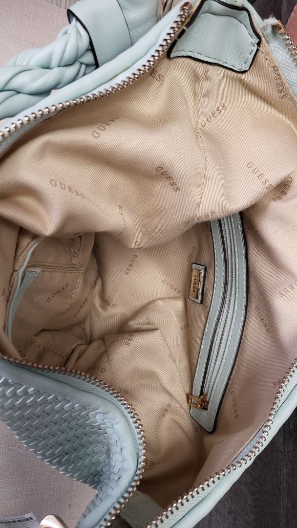 Guess Pale Blue Hassie Bucket Bag (27cmx26x10cm)