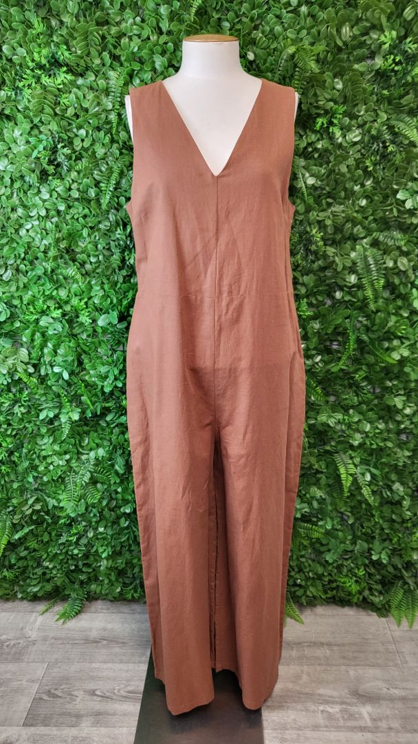 Assembly Label Terracotta Linen Blend Jumpsuit BNWT (14)