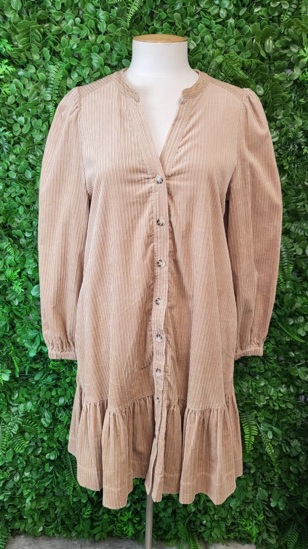 French Connection Caramel Cord Dress (8-10)