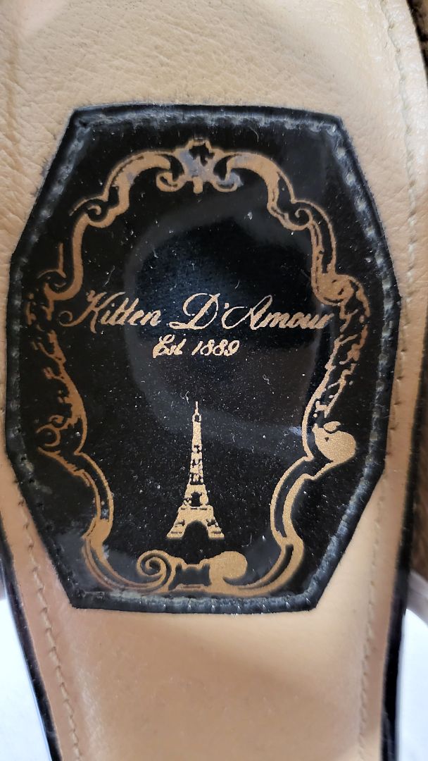 Kitten D'Amour Black/Cream Patent Heels (7)