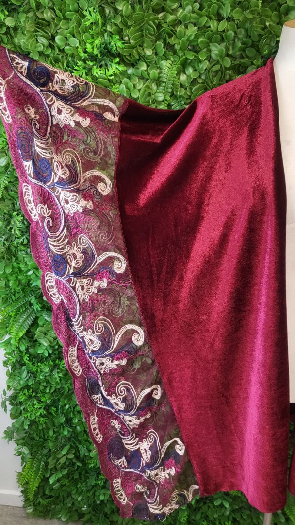 Unknown Bordeaux Velveteen Kimono (OSFM)