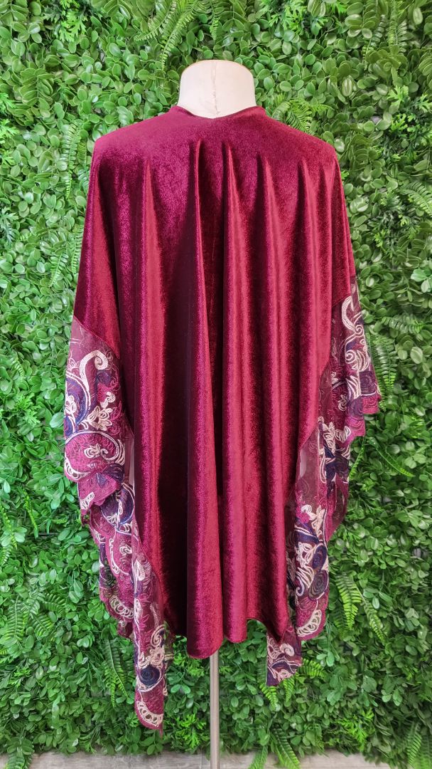 Unknown Bordeaux Velveteen Kimono (OSFM)