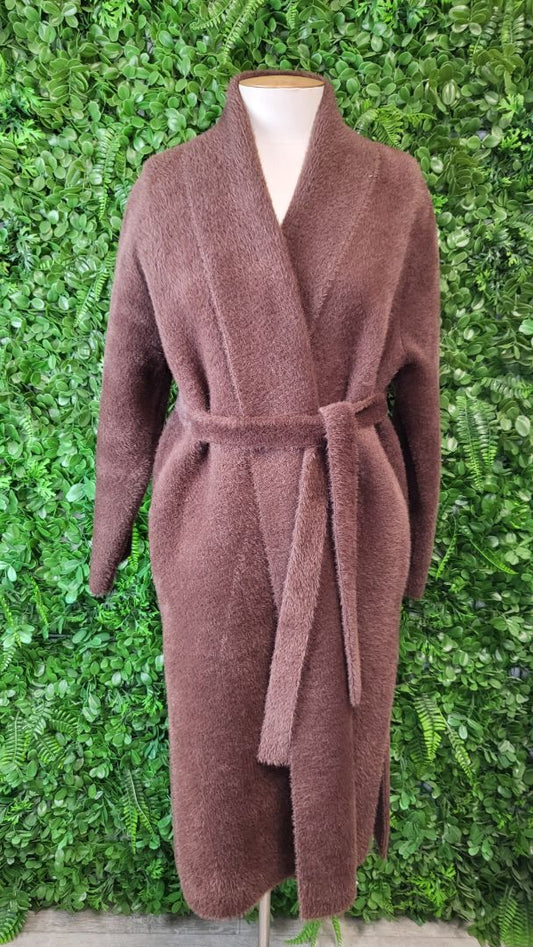 Unknown Brown Fluffy Coat With Belt (12-16)