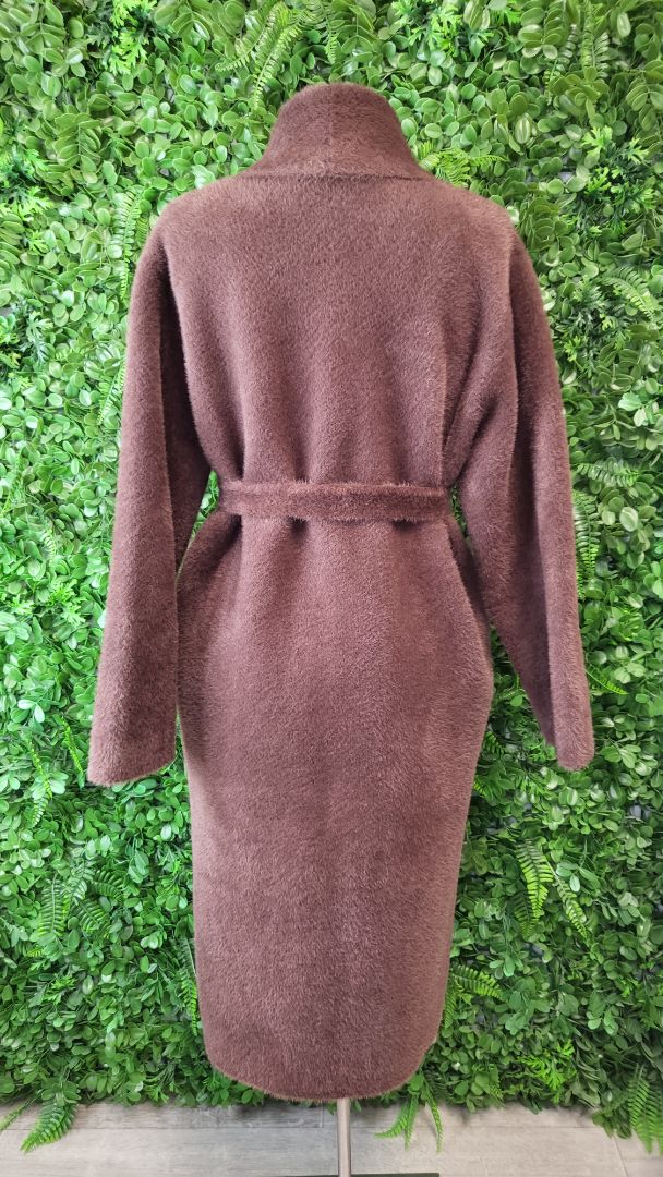 Unknown Brown Fluffy Coat With Belt (12-16)
