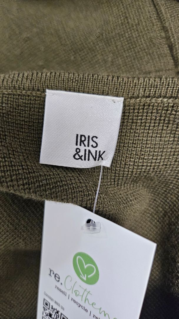 Iris & Ink Olive Merino Knit Dress (14)