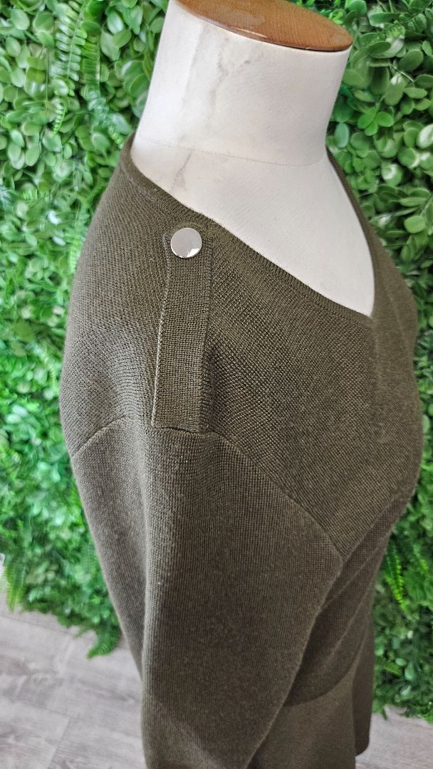 Iris & Ink Olive Merino Knit Dress (14)
