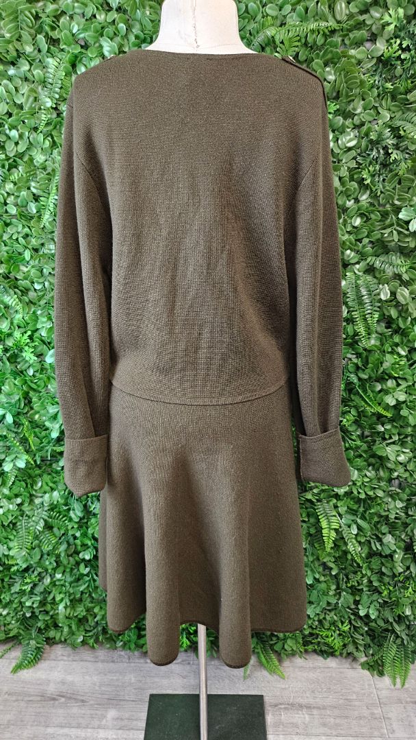 Iris & Ink Olive Merino Knit Dress (14)