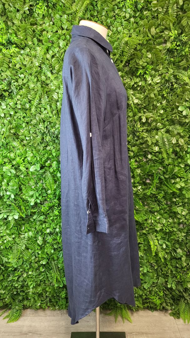 Lordship Linen Navy Linen Shirt Dress (12)