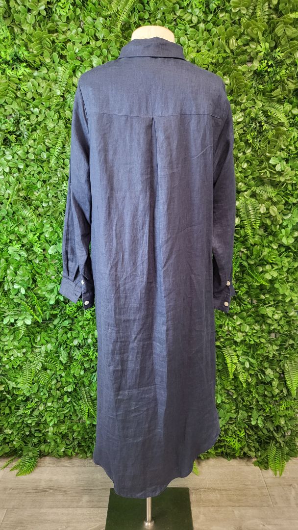 Lordship Linen Navy Linen Shirt Dress (12)