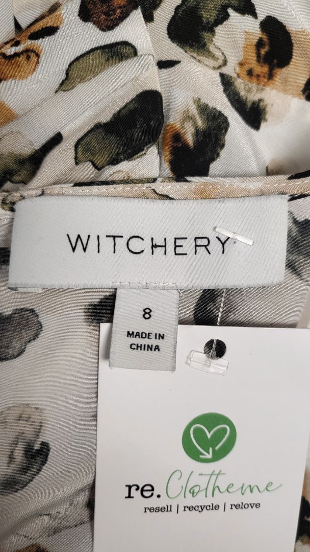 Witchery Tan/cream V Neck Top (8-10)