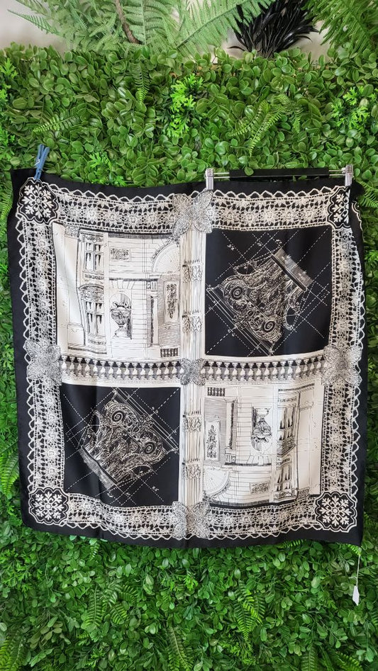 Unknown Black/Cream Square Scarf