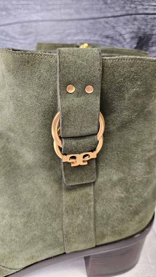 Tory Burch Olive Suede Ankle Boots (9.5)