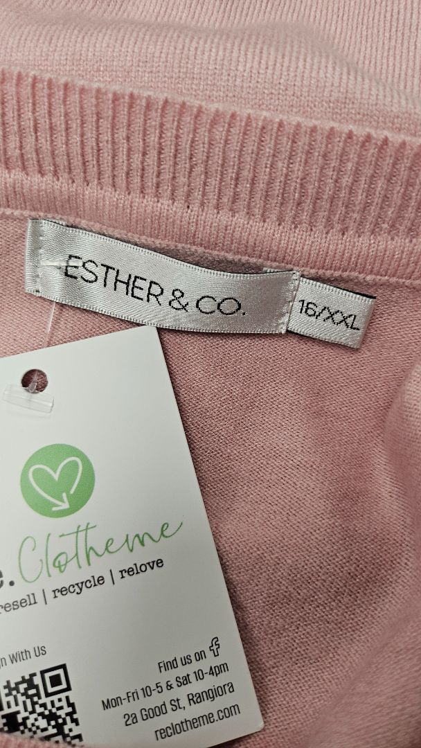 Esther & Co Pink Contrast Sleeve Knit (16)