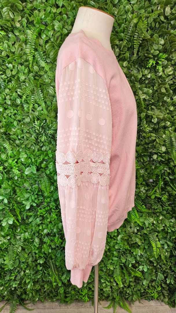 Esther & Co Pink Contrast Sleeve Knit (16)