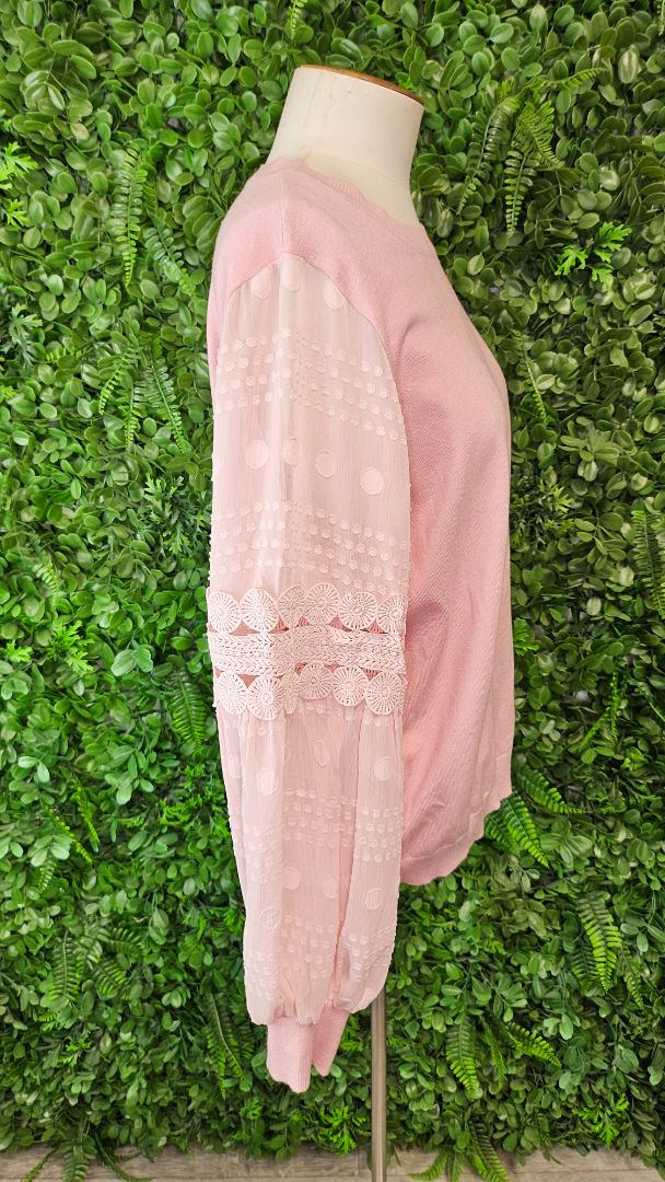 Esther & Co Pink Contrast Sleeve Knit (16)