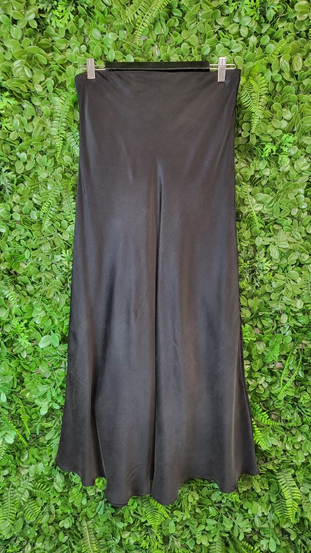 Silk Laundry Black Bias Cut Silk Skirt (12)