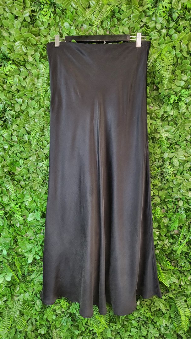 Silk Laundry Black Bias Cut Silk Skirt (12)