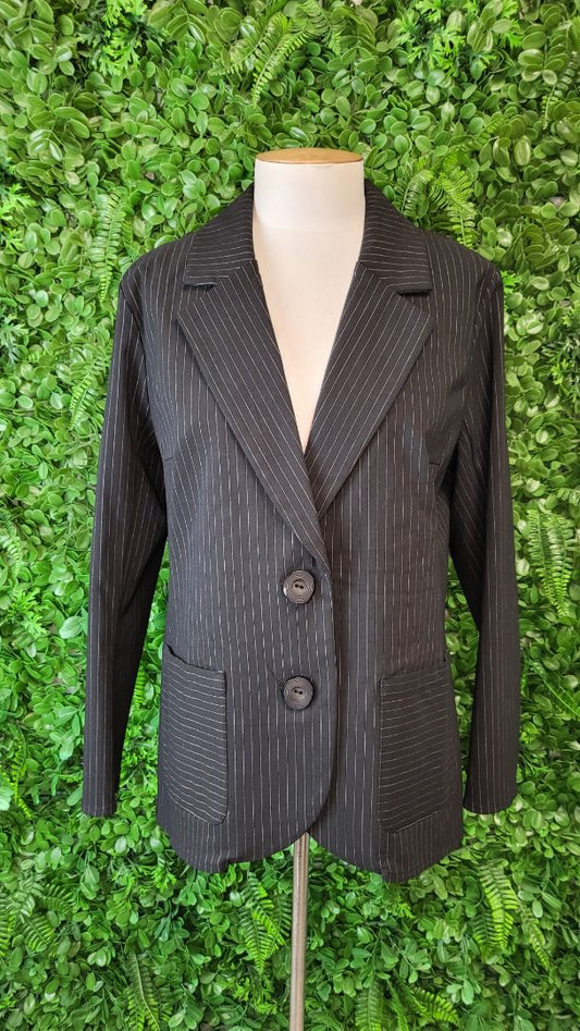 Annah Stretton Black Pinstripe Blazer Jacket (14)