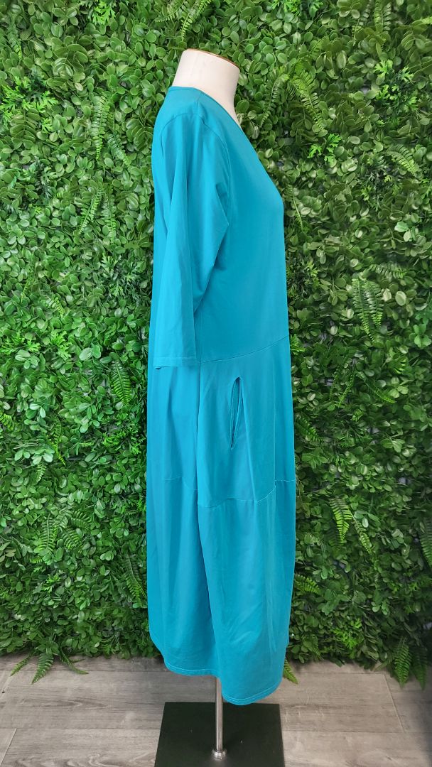 Tirelli Teal Diagonal Seam Dress (14)