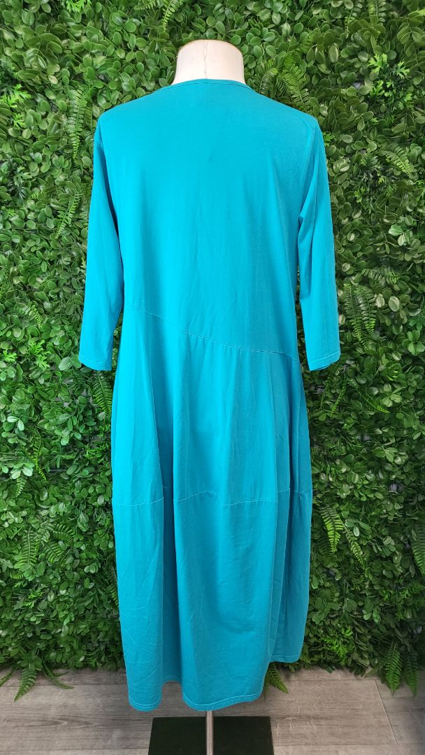 Tirelli Teal Diagonal Seam Dress (14)