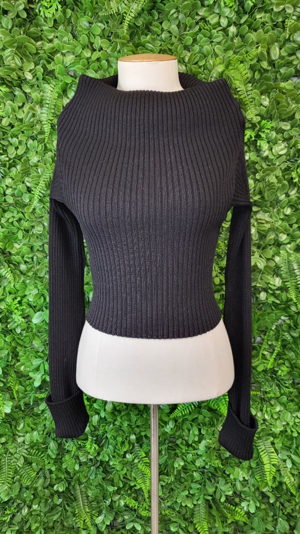 Nom*D Black Rolled Neck Crop Top (8-10)
