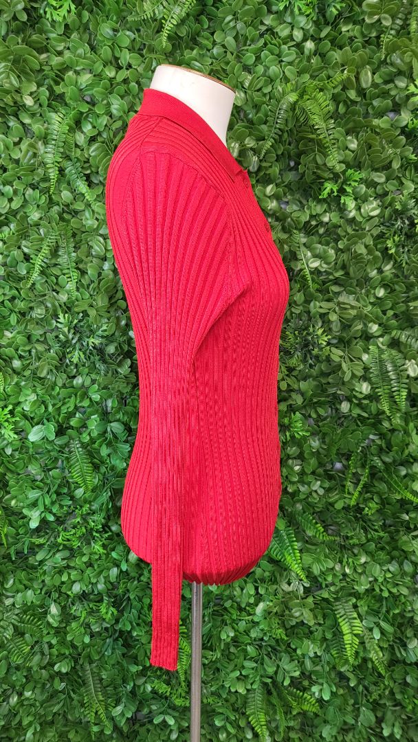 Cue Red Ribbed Top (10-12)