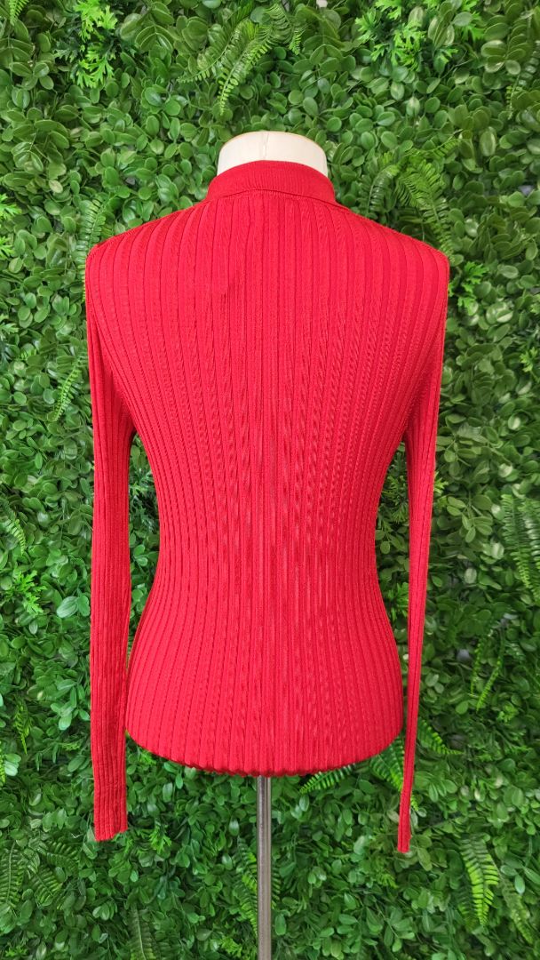 Cue Red Ribbed Top (10-12)