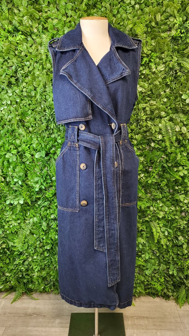 Decjuba Dark Denim Sleeveless Trench (8)