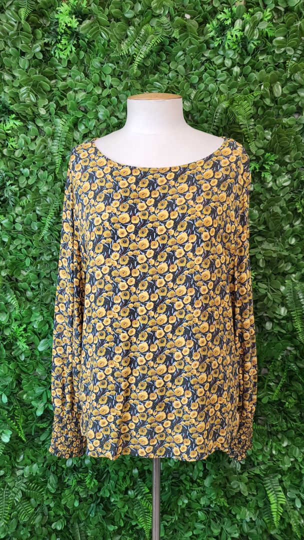 Nile Mustard Floral Top (10-12)