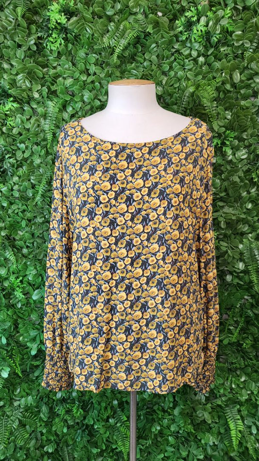 Nile Mustard Floral Top (10-12)