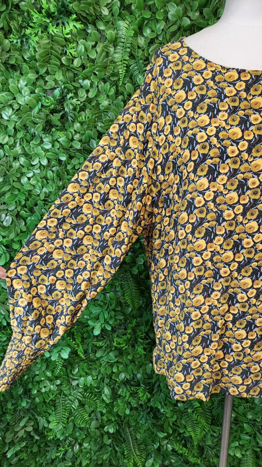 Nile Mustard Floral Top (10-12)