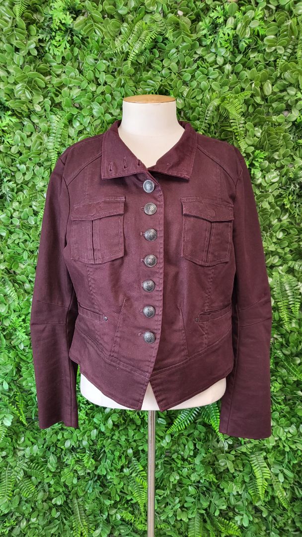 Foil Burgundy Shaped Denim Jacket (14)