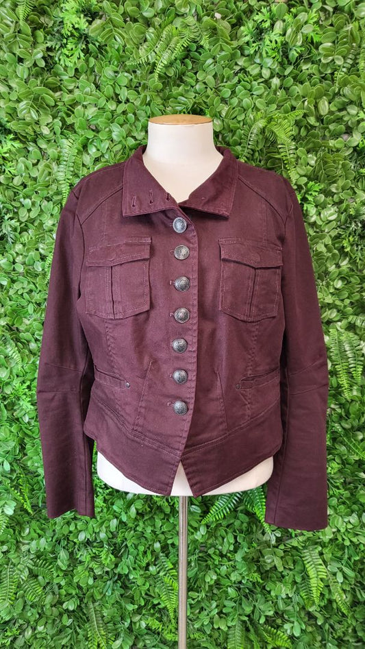 Foil Burgundy Shaped Denim Jacket (14)