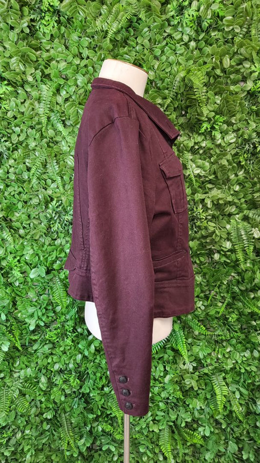 Foil Burgundy Shaped Denim Jacket (14)