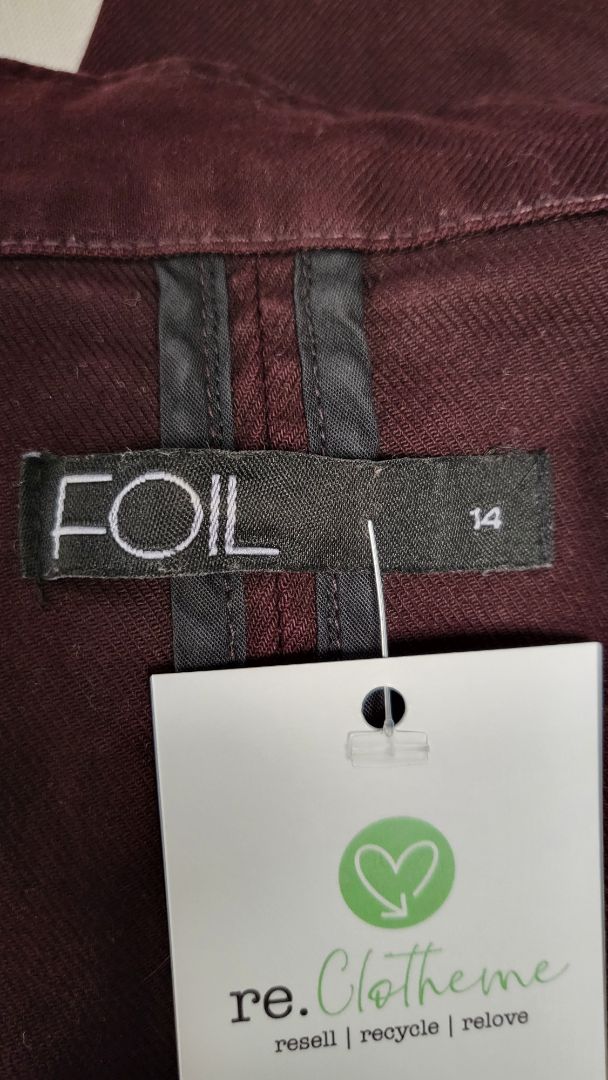 Foil Burgundy Shaped Denim Jacket (14)