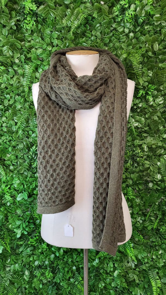Unknown Olive Cable Scarf 180x35cm