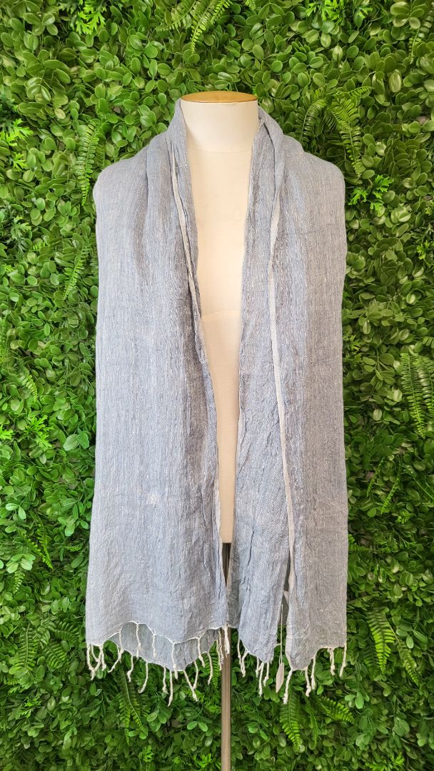 Unknown Light Blue Linen Scarf 180cm