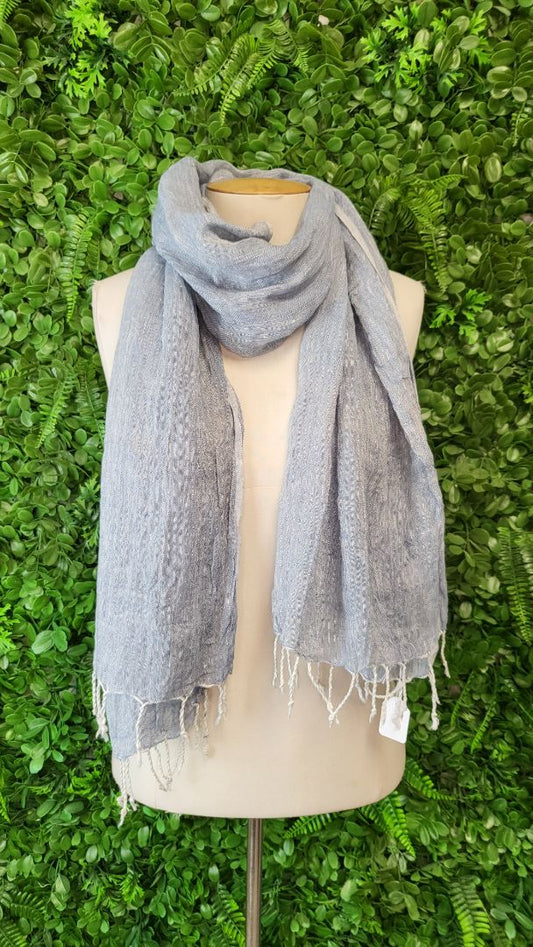 Unknown Light Blue Linen Scarf 180cm